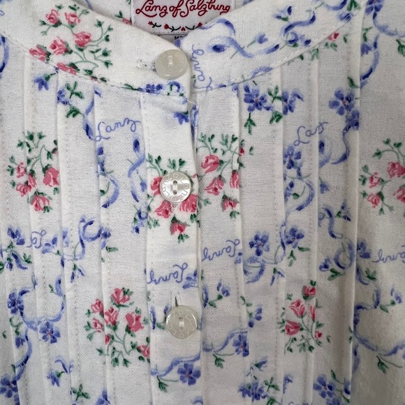Lanz of Salzburg Nightgown Size XS Cotton White Floral Long Lounge Sleepwear PJs - Picture 7 of 13